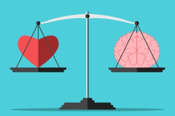 Emotional intelligence showing balance between the heart and the brain