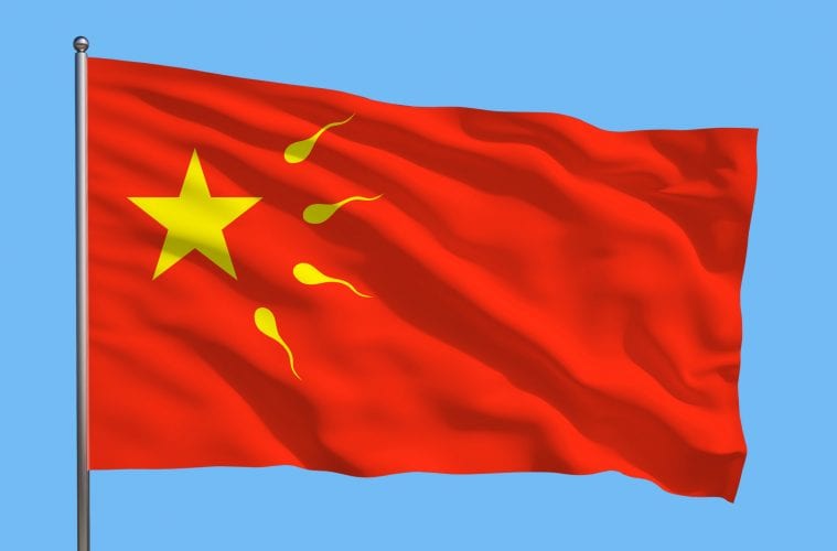 Chinese sperm flag parody