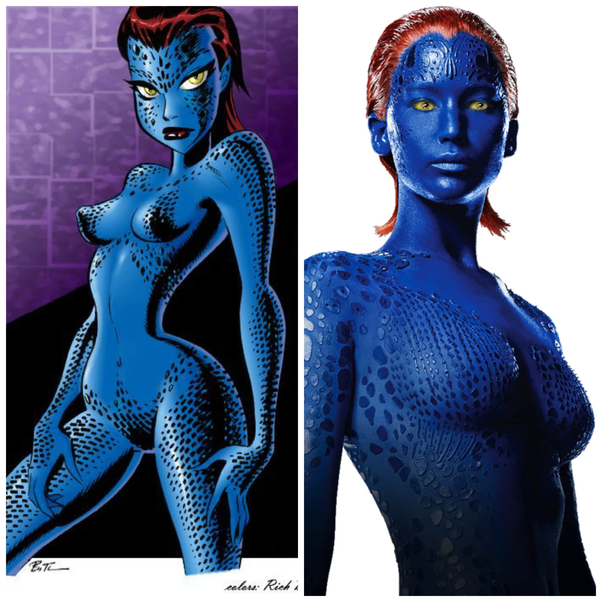 Mystique from xmen played by Jennifer Lawrence