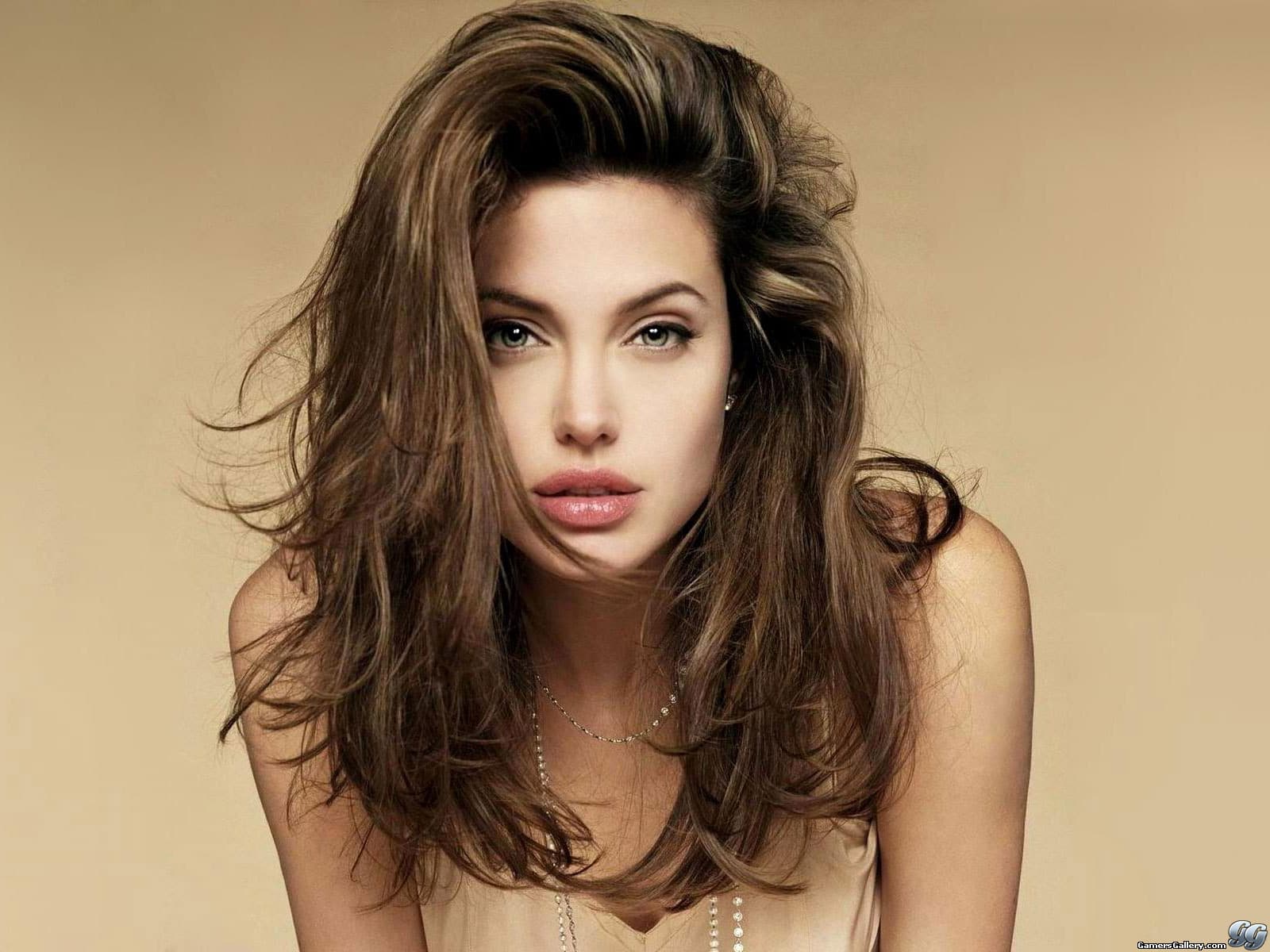 Angelina Jolie messy hair headshot