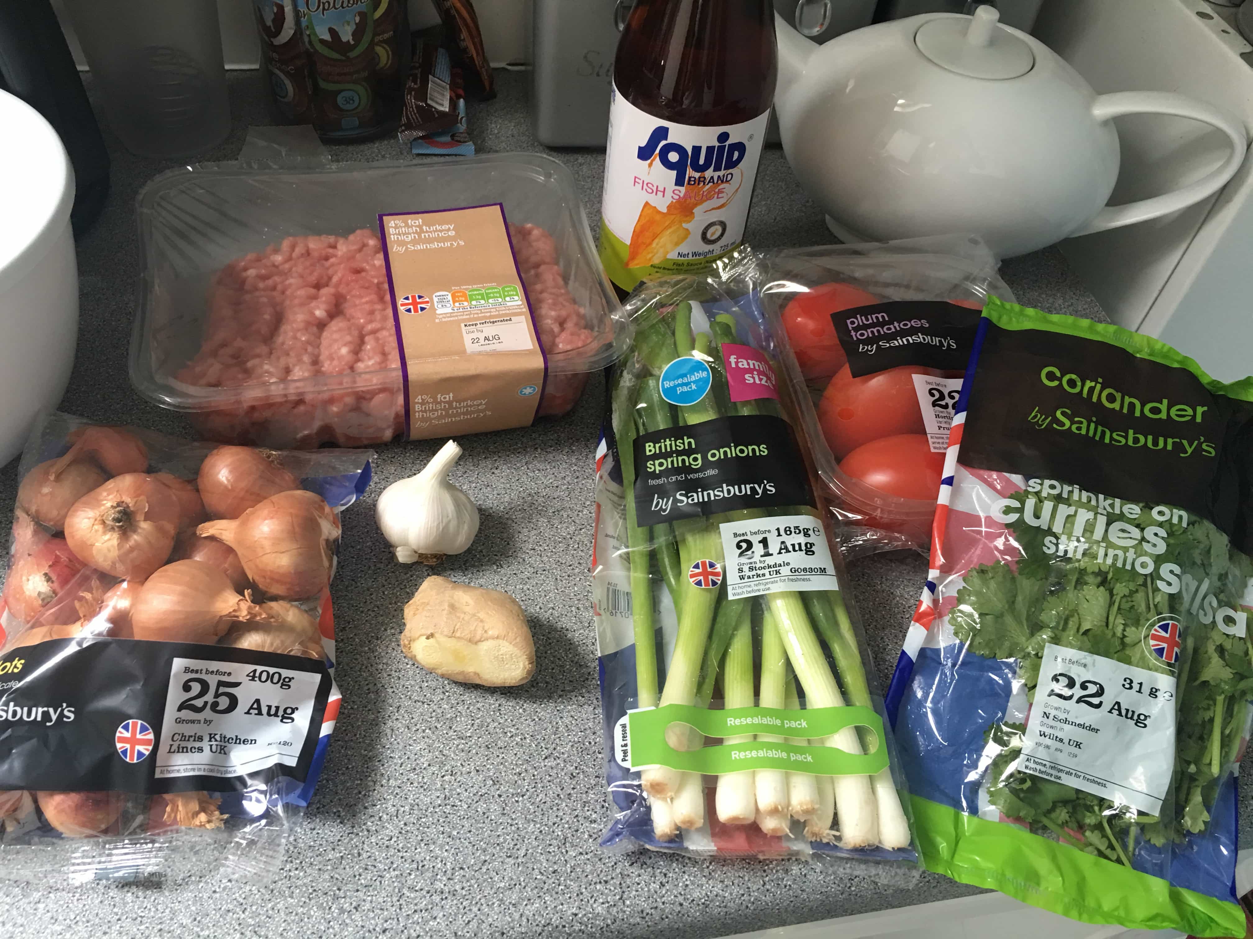 Ingredients for meatballs and tomato sauce