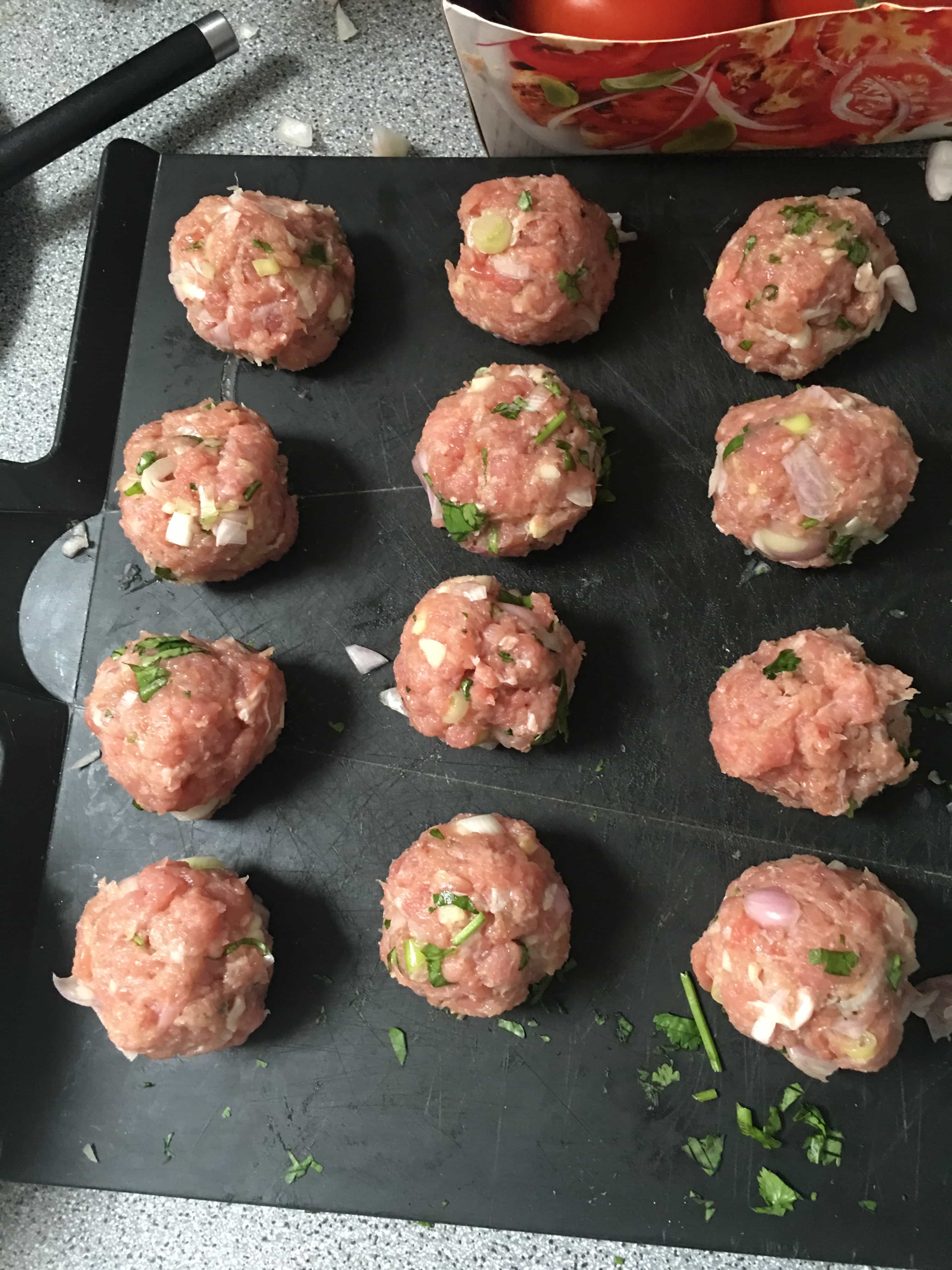 meatballs all lined up