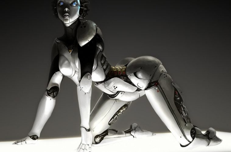 sexy robot posing seductively at you