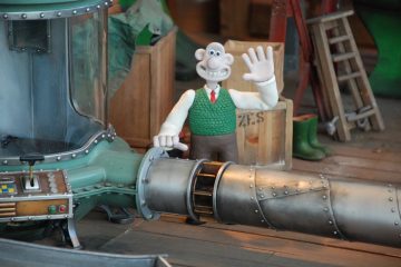 Wallace and Gromit scene with Gromit